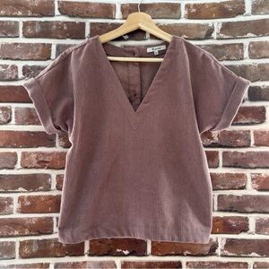 Madewell Corduroy Renata V-Neck Top in Fig, Size XXS